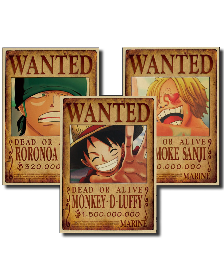One Piece • Wanted Posters • Kraft Paper Poster 50 x 35 cm